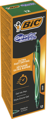 BOLIGRAFO BIC GELOCITY QUICK DRY VERDE | 12 UNIDADES | (BIC)